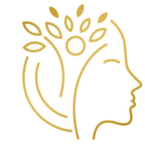 Logo eines Kopfs in Seitenansicht, der in der Silhouette einen Menschen hat, der aussieht wie ein Baum und Blätter wirft